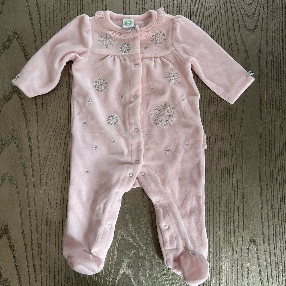 LITTLE ME Pink velour snowflake Sleeper